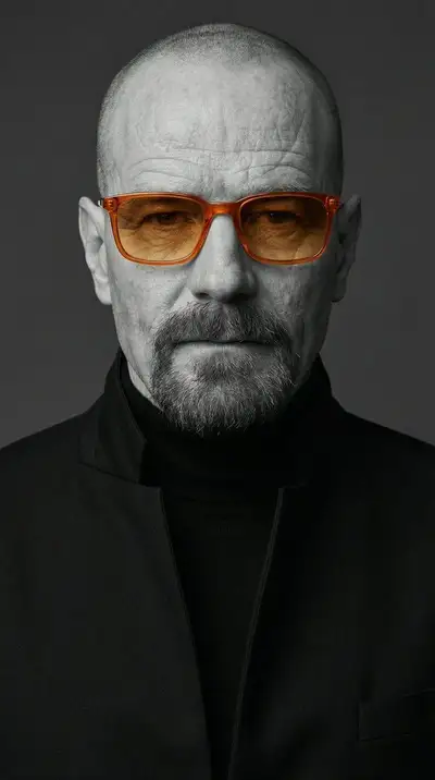 Selective color editorial portrait with orange sunglasses