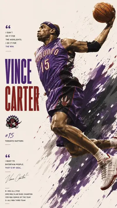 NBA Legend Action Pose Sports Illustration Poster