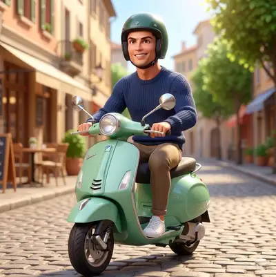 Transform Photo into 3D Animated Character on Scooter