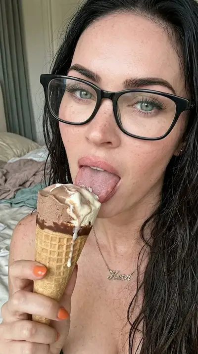 Macro Close-Up of Woman Eating Ice Cream
