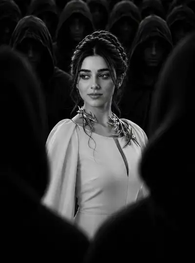 Cinematic Black-and-White Fantasy Editorial Portrait