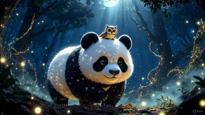 Enchanted Forest Panda with Owl