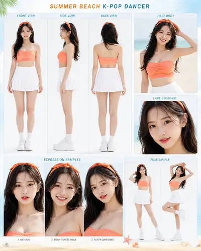 Summer Beach K-pop Dance Video Prompt