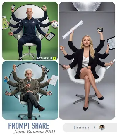 Modèle de portrait de studio professionnel multi-bras