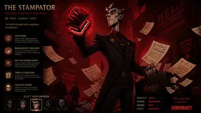 Venture Bros 風、悪魔の官僚の MOBA ヒーロースプラッシュアート