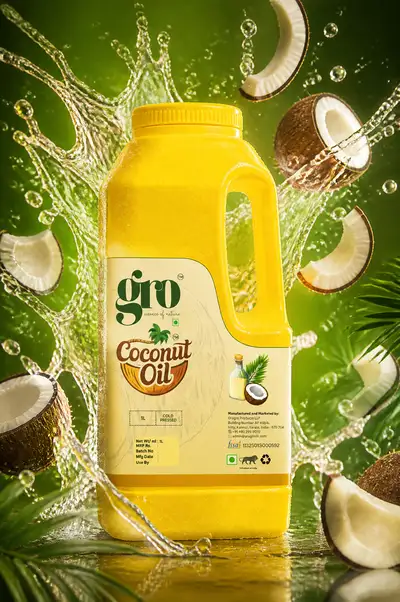 Hyper-Realistic Coconut Oil Product Ad