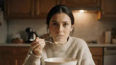 Woman spits out soup in disgust