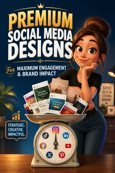 Pixar-style ad for premium social media design services