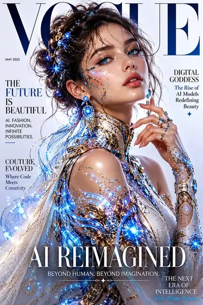 Vogue-Style KI-Model-Magazincover