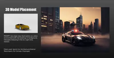 Low Angle Police Car Night Scene