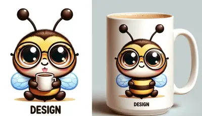 DALL-E Mug Design Prompt with Bee Illustration