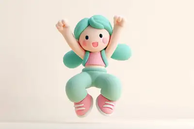 可爱粘土风3D渲染图标，俏皮姿势