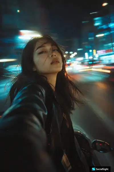 Cinematic Night-Time City Selfie