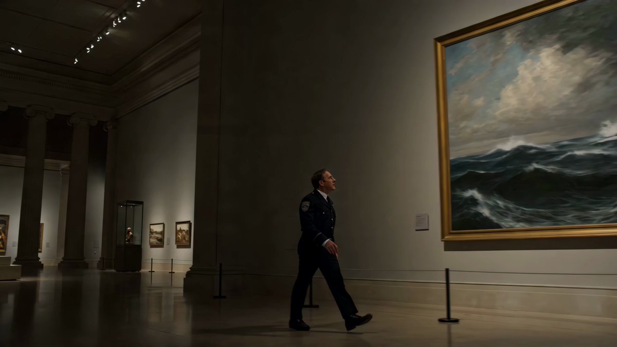 Museum painting morphs into infinite worlds, one-shot