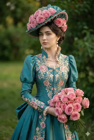 Victorian Gown Portrait with Face Preservation