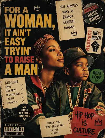 Vintage 1980s hip hop tribute poster with wear texture