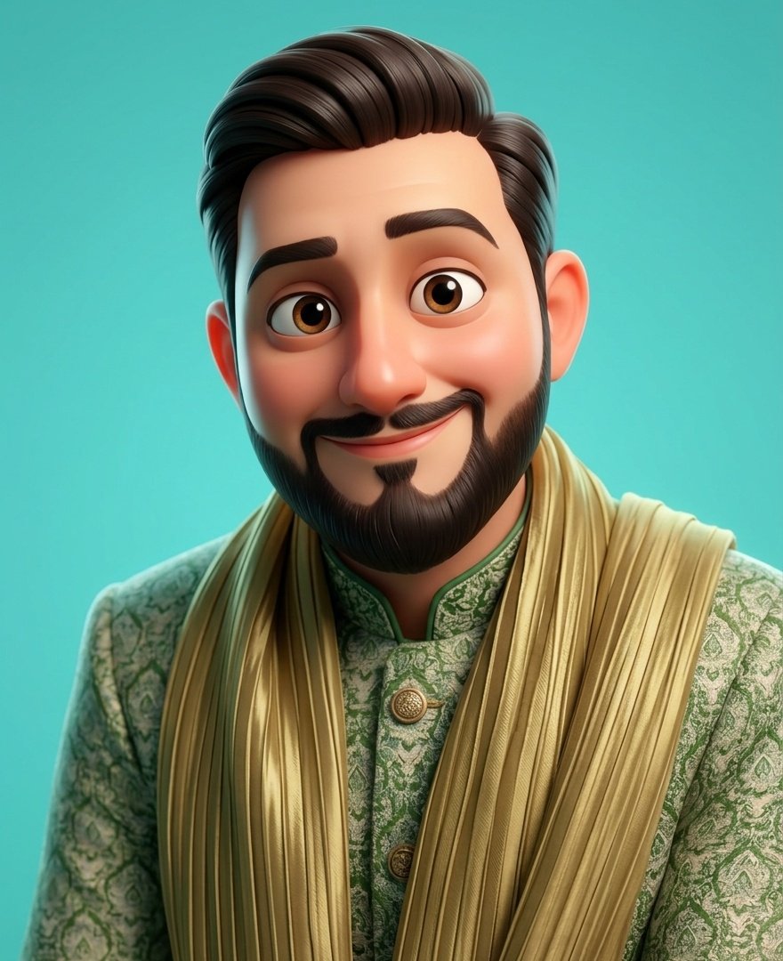 Pixar-style CGI caricature portrait of any character