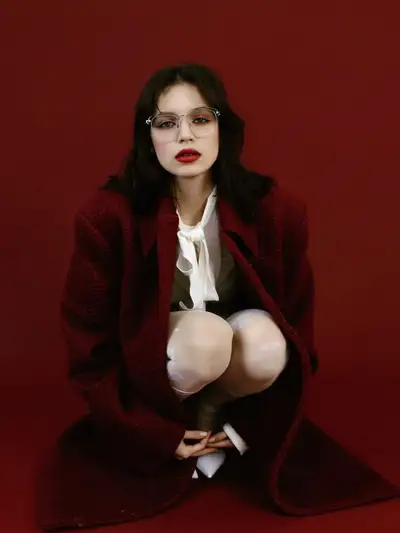 High-Fashion Editorial Portrait with Red Coat