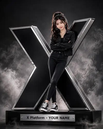 Luxury Portrait with 3D X Logo Branding