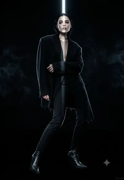 Avant-garde dark fashion portrait in the void