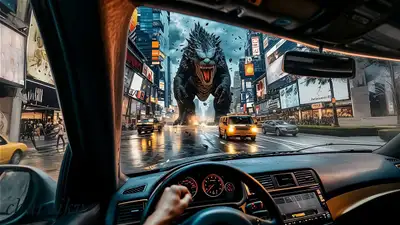 Godzilla City Chaos Video Prompt
