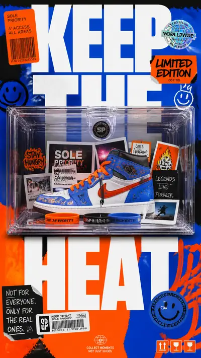 Giant sneaker storage box collector collage poster