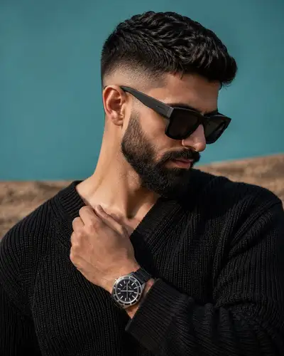 Premium Editorial Portrait with Mid-Fade and Sunglasses