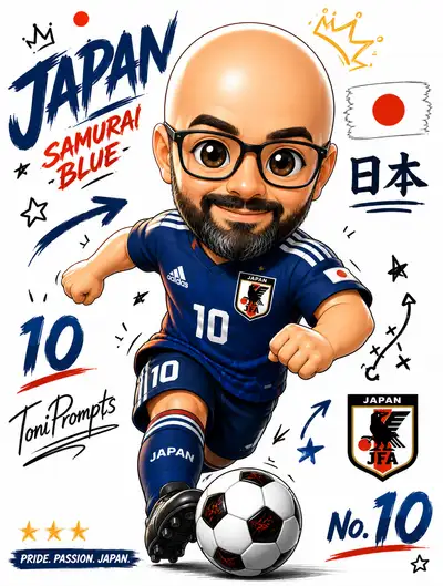Chibi football player sticker poster prompt, Spanish