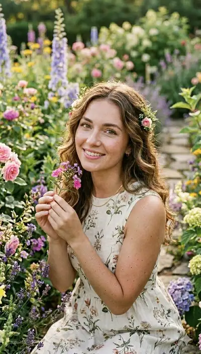 Portrait of a Woman in a Flower Garden