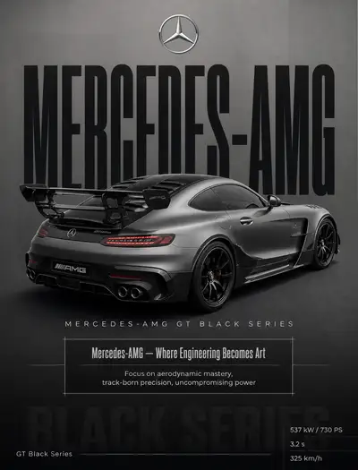 Mercedes AMG GT Black Series editorial car advertisement
