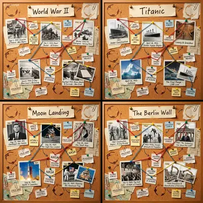 Vintage detective cork board storytelling template