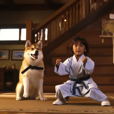 VHS Karate Dog Midjourney Prompt