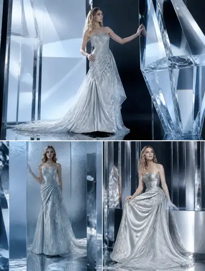 Ice blue futuristic couture fashion editorial