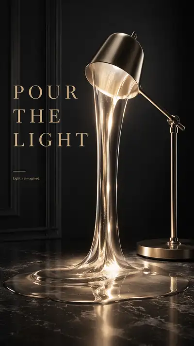 Desk lamp poster with liquid light concept