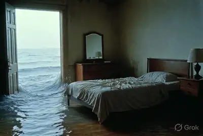 Abandoned Bedroom Flooded by Seawater