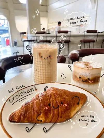 Cozy Café Treats with Smiling Doodles