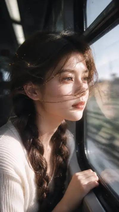 Cinematic Train-Window Portrait