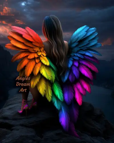 Ethereal Angel Over Misty Valley