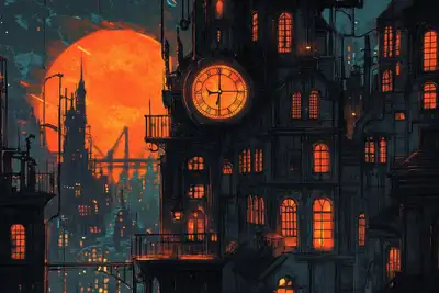Ghostly Timepiece Mechanism Illustration