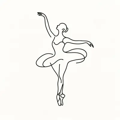Minimalist Ballet Dancer Outline Art