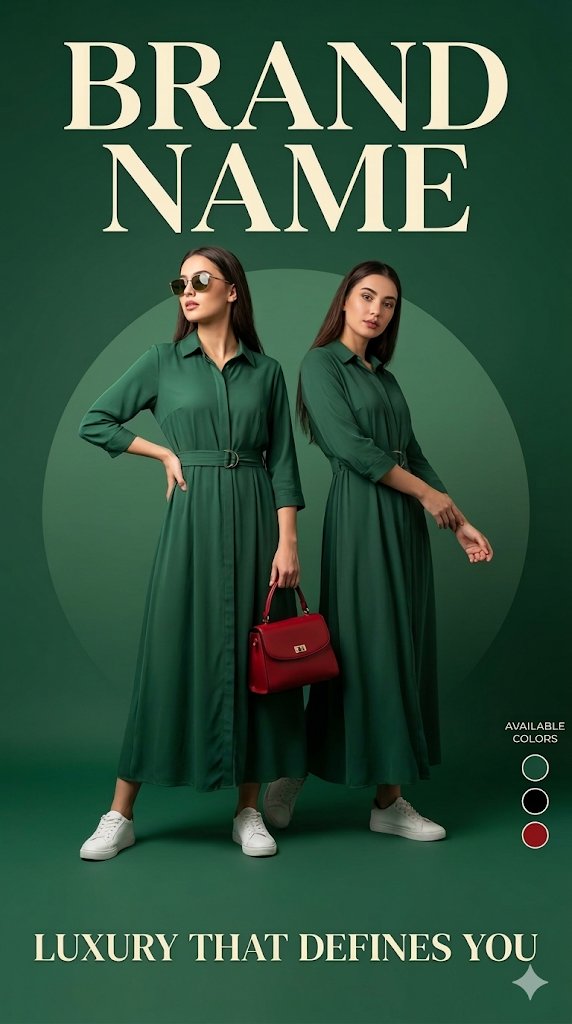 Luxury fashion advertisement poster prompt with two models