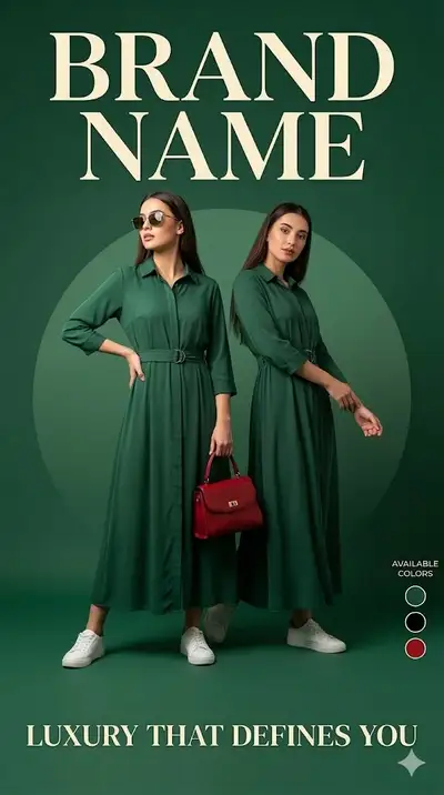 Luxury fashion advertisement poster prompt with two models