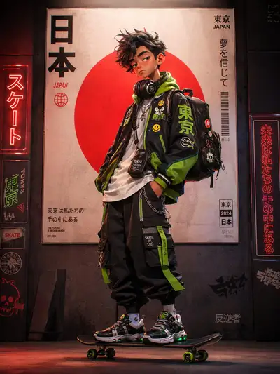 Cyberpunk Anime Streetwear Portrait