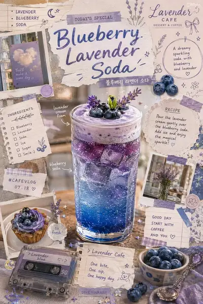 Vintage Blueberry Lavender Soda Scrapbook Cafe Poster