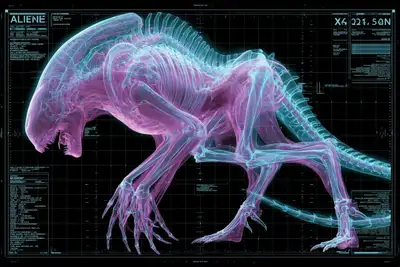 Neon-Röntgenscan-Vorlage mit Sci-Fi-Scan-Overlays