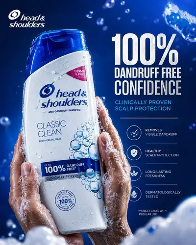 Head and Shoulders shampoo hero product advertisement