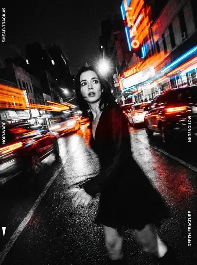 Prompt de Foto de Rua com Queima de Obturador Noturno