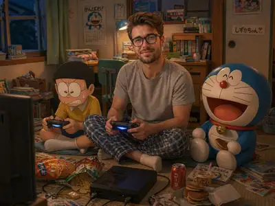 Realistic Self in Nobita's Bedroom Gaming with Doraemon