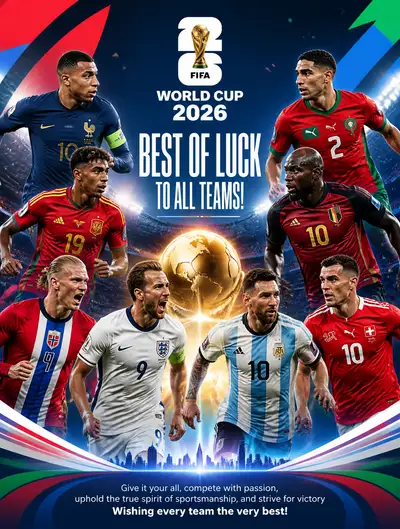 FIFA World Cup 2026 multi-player sports poster