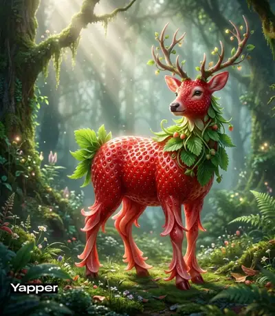 Whimsical Watermelon Elephant in Rainforest